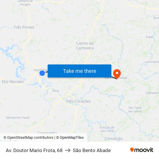 Av. Doutor Mario Frota, 68 to São Bento Abade map