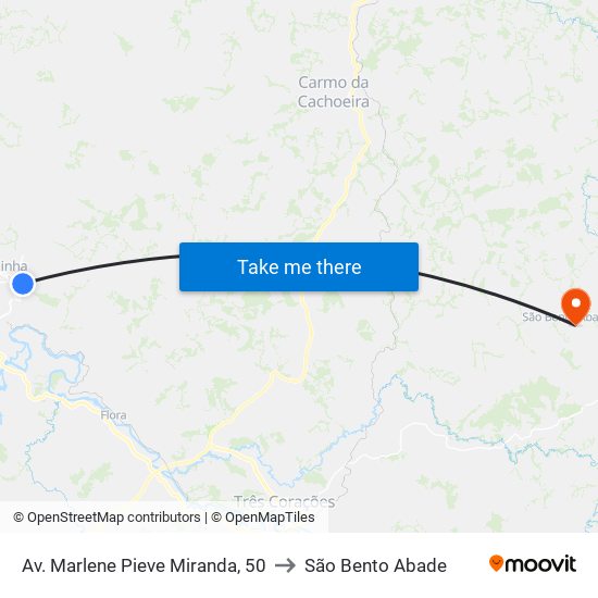 Av. Marlene Pieve Miranda, 50 to São Bento Abade map