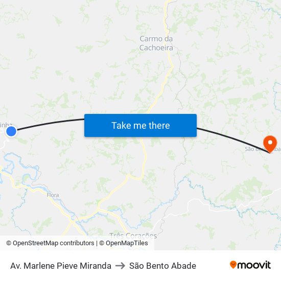 Av. Marlene Pieve Miranda to São Bento Abade map