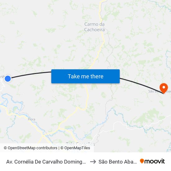 Av. Cornélia De Carvalho Dominguito to São Bento Abade map