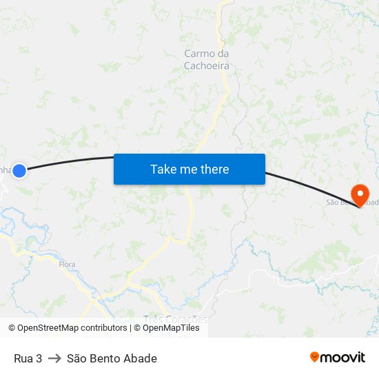 Rua 3 to São Bento Abade map
