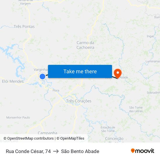 Rua Conde César, 74 to São Bento Abade map