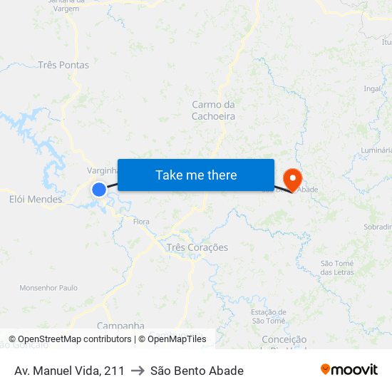 Av. Manuel Vida, 211 to São Bento Abade map