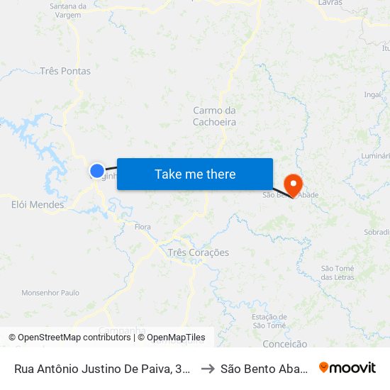 Rua Antônio Justino De Paiva, 350 to São Bento Abade map