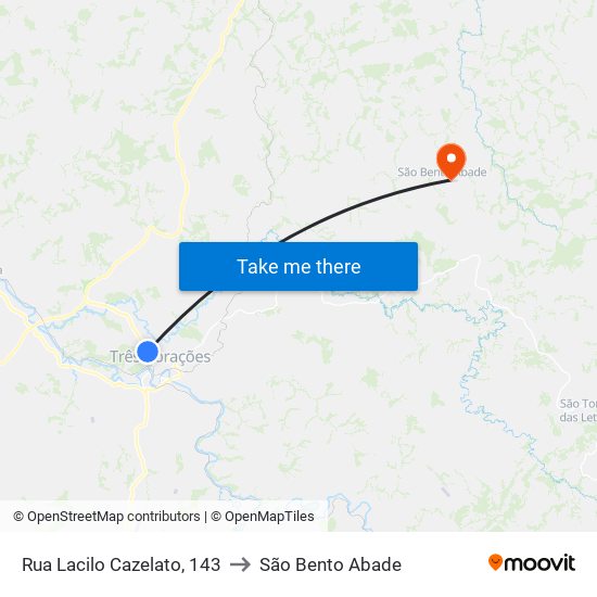 Rua Lacilo Cazelato, 143 to São Bento Abade map