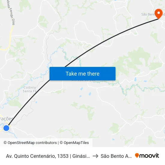 Av. Quinto Centenário, 1353 | Ginásio Pelezão to São Bento Abade map