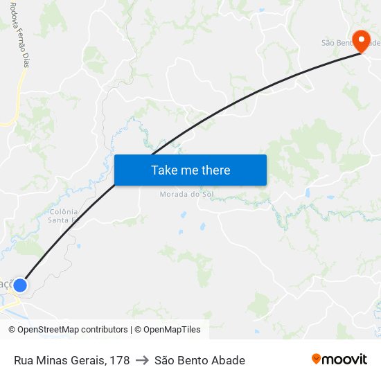 Rua Minas Gerais, 178 to São Bento Abade map