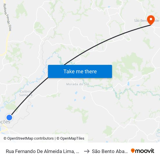 Rua Fernando De Almeida Lima, 131 to São Bento Abade map
