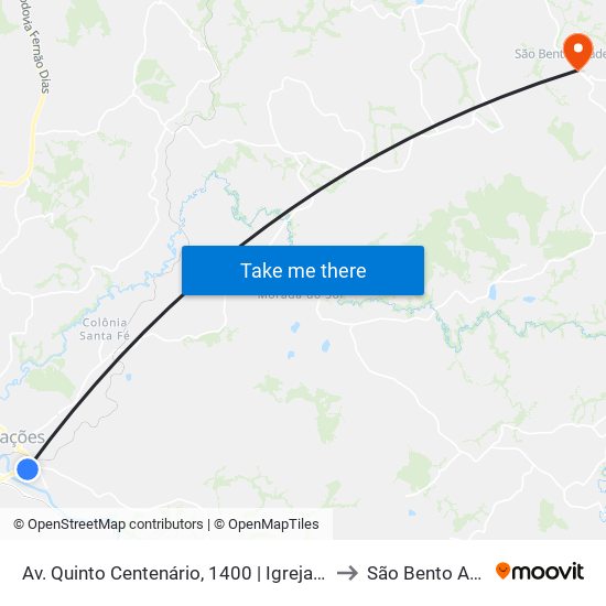 Av. Quinto Centenário, 1400 | Igreja Mórmon to São Bento Abade map