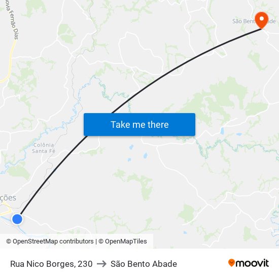 Rua Nico Borges, 230 to São Bento Abade map
