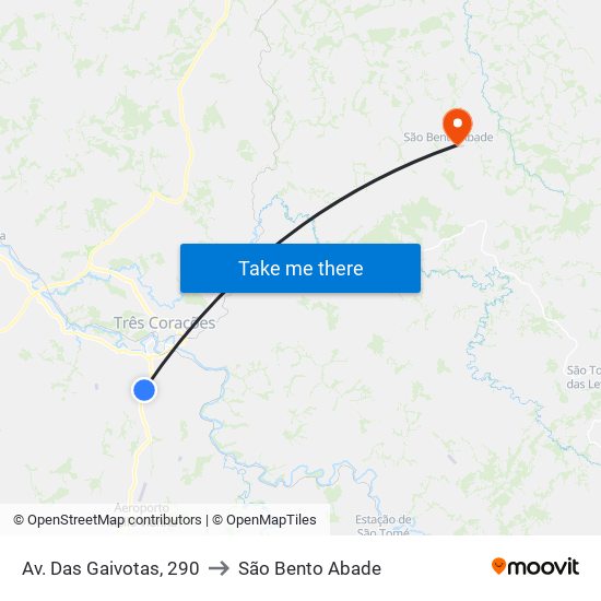 Av. Das Gaivotas, 290 to São Bento Abade map