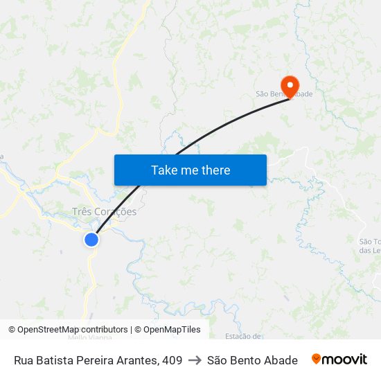 Rua Batista Pereira Arantes, 409 to São Bento Abade map