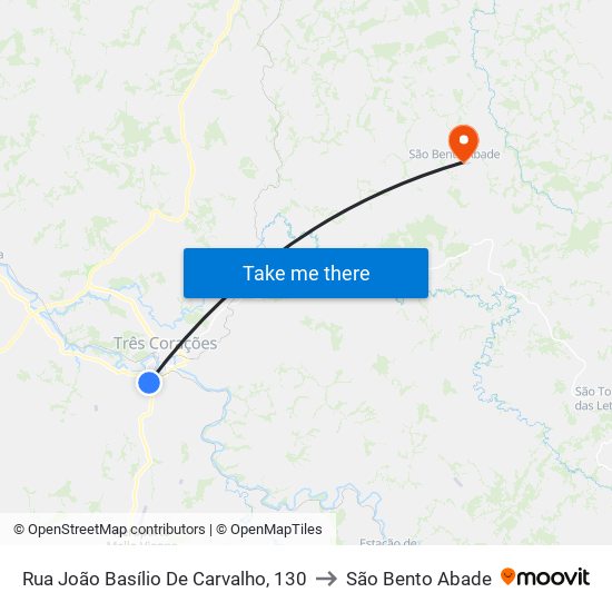 Rua João Basílio De Carvalho, 130 to São Bento Abade map