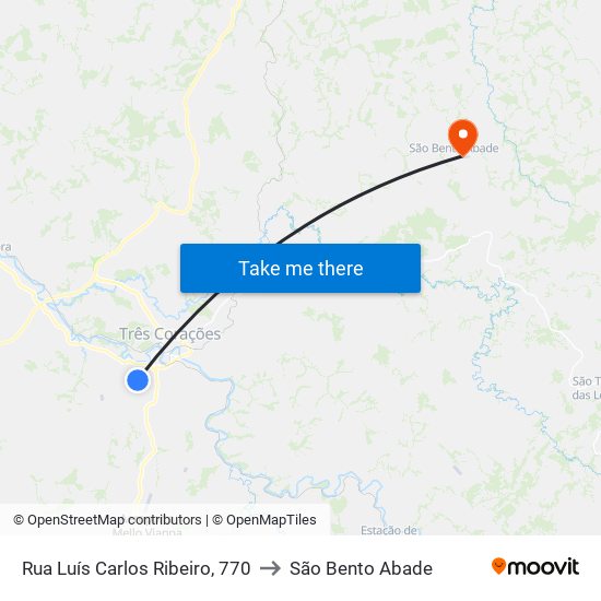 Rua Luís Carlos Ribeiro, 770 to São Bento Abade map