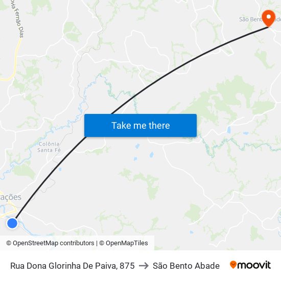 Rua Dona Glorinha De Paiva, 875 to São Bento Abade map