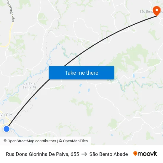 Rua Dona Glorinha De Paiva, 655 to São Bento Abade map