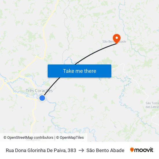 Rua Dona Glorinha De Paiva, 383 to São Bento Abade map