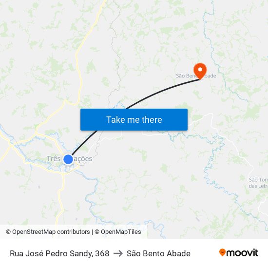 Rua José Pedro Sandy, 368 to São Bento Abade map