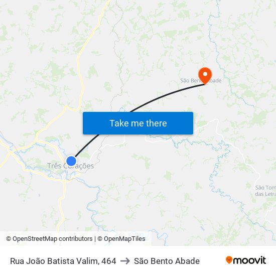 Rua João Batista Valim, 464 to São Bento Abade map