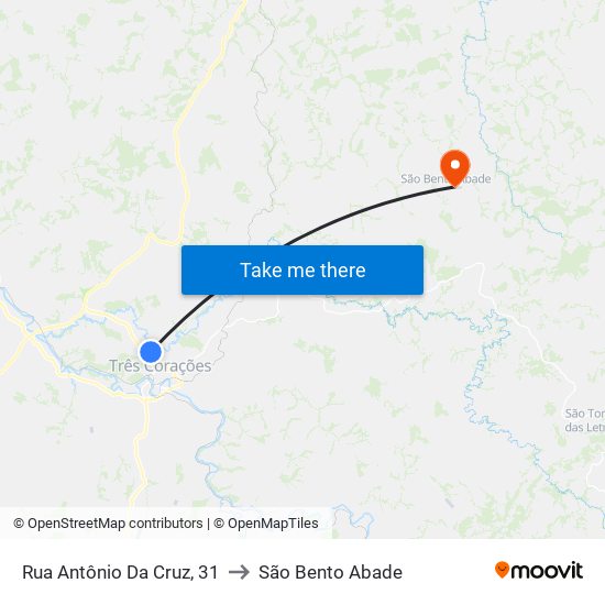 Rua Antônio Da Cruz, 31 to São Bento Abade map