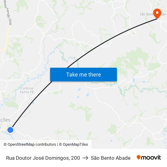 Rua Doutor José Domingos, 200 to São Bento Abade map