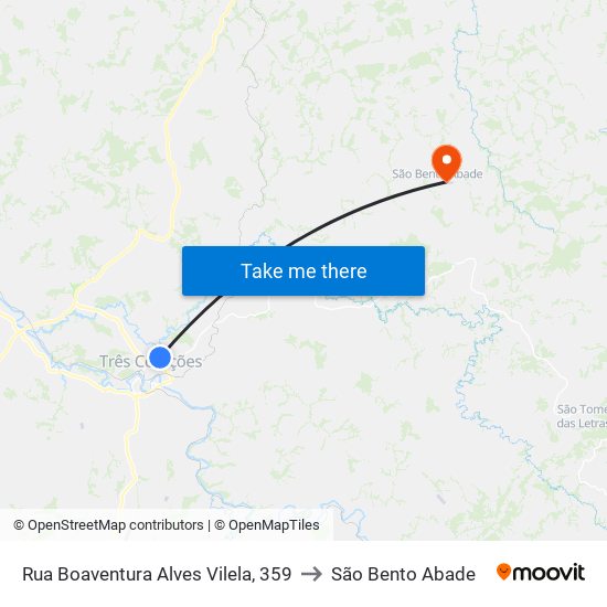 Rua Boaventura Alves Vilela, 359 to São Bento Abade map