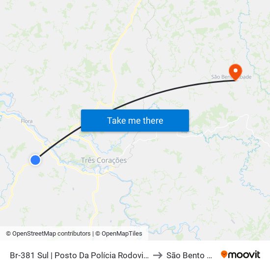 Br-381 Sul | Posto Da Polícia Rodoviária Federal to São Bento Abade map