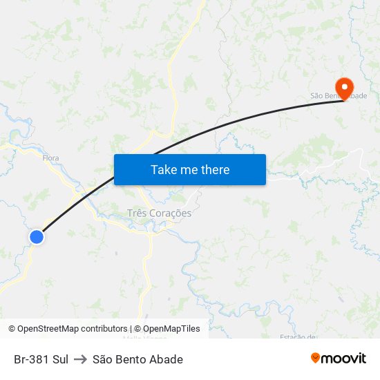 Br-381 Sul to São Bento Abade map