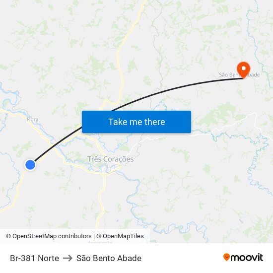 Br-381 Norte to São Bento Abade map