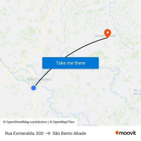 Rua Esmeralda, 300 to São Bento Abade map