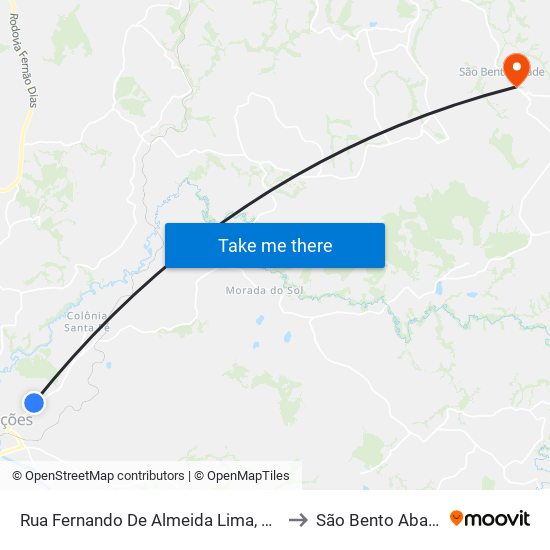 Rua Fernando De Almeida Lima, 271 to São Bento Abade map