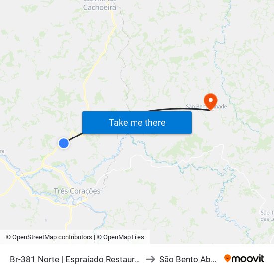 Br-381 Norte | Espraiado Restaurante to São Bento Abade map
