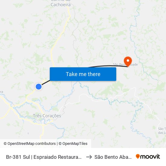 Br-381 Sul | Espraiado Restaurante to São Bento Abade map