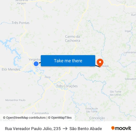 Rua Vereador Paulo Júlio, 235 to São Bento Abade map