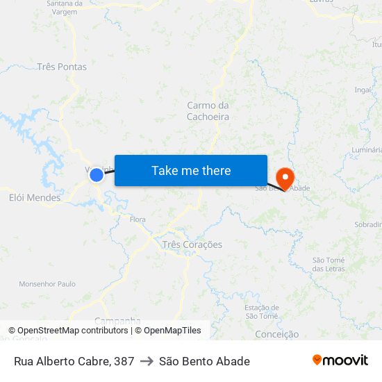 Rua Alberto Cabre, 387 to São Bento Abade map