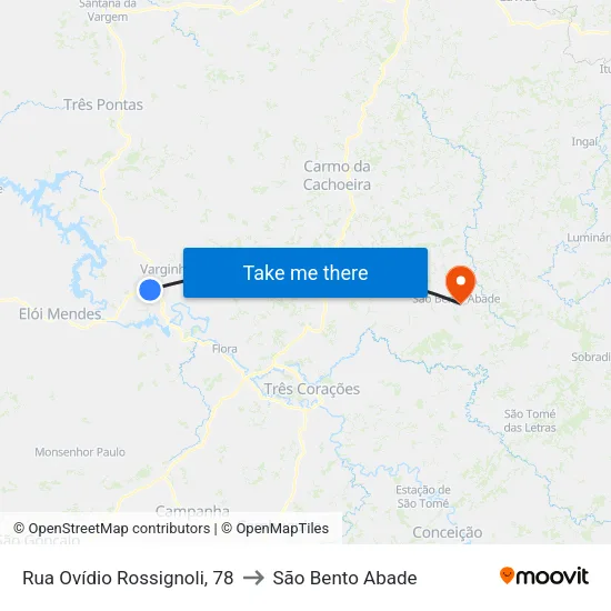 Rua Ovídio Rossignoli, 78 to São Bento Abade map