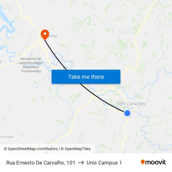 Rua Ernesto De Carvalho, 101 to Unis Campus 1 map