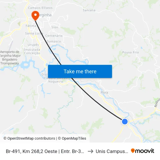Br-491, Km 268,2 Oeste | Entr. Br-381 to Unis Campus 1 map