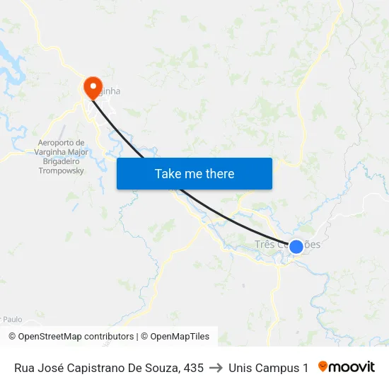 Rua José Capistrano De Souza, 435 to Unis Campus 1 map