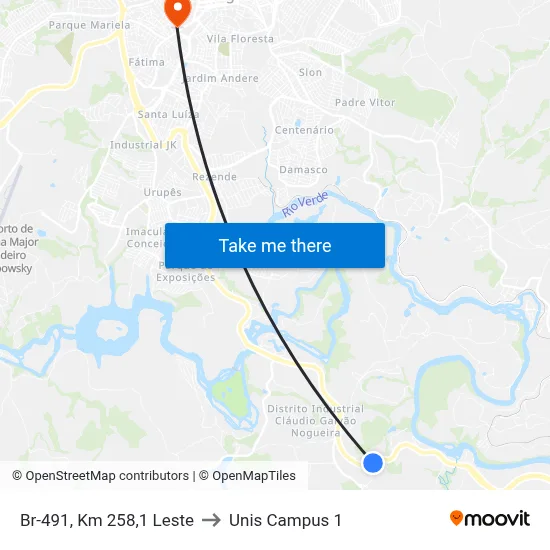 Br-491, Km 258,1 Leste to Unis Campus 1 map