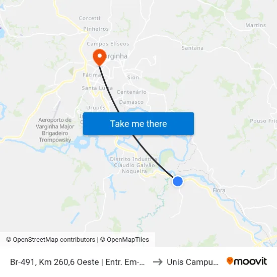 Br-491, Km 260,6 Oeste | Entr. Em-490 to Unis Campus 1 map