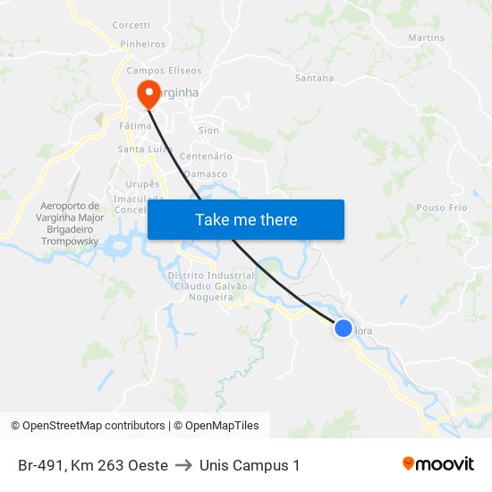 Br-491, Km 263 Oeste to Unis Campus 1 map