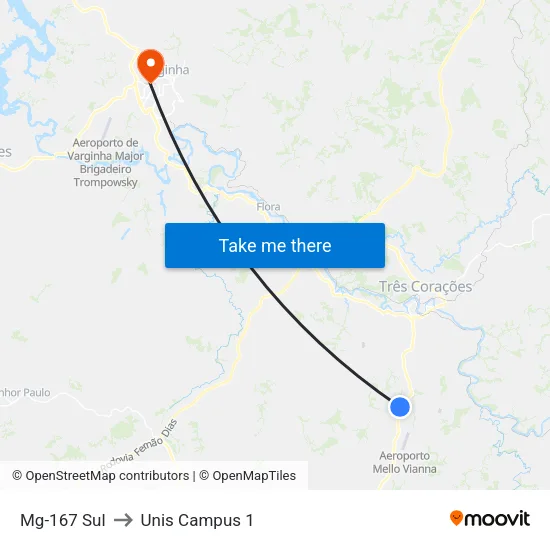Mg-167 Sul to Unis Campus 1 map