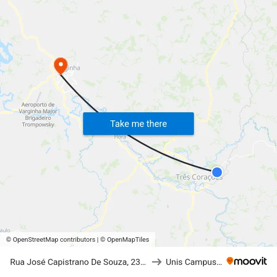 Rua José Capistrano De Souza, 2300 to Unis Campus 1 map