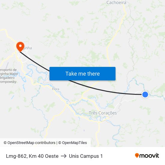 Lmg-862, Km 40 Oeste to Unis Campus 1 map