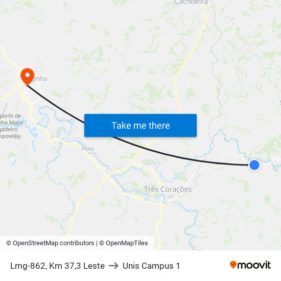 Lmg-862, Km 37,3 Leste to Unis Campus 1 map