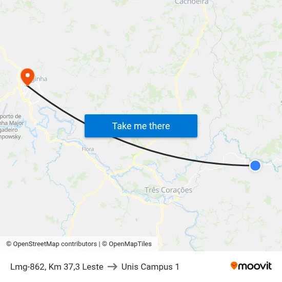 Lmg-862, Km 37,3 Leste to Unis Campus 1 map