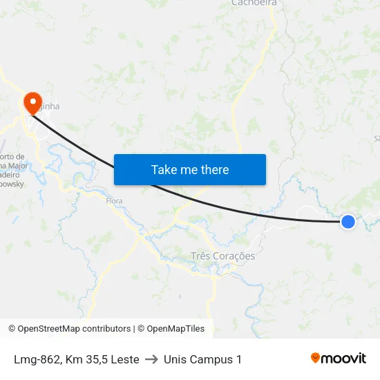 Lmg-862, Km 35,5 Leste to Unis Campus 1 map
