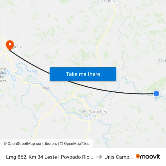 Lmg-862, Km 34 Leste | Povoado Rio Do Peixe to Unis Campus 1 map
