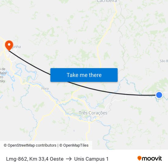 Lmg-862, Km 33,4 Oeste to Unis Campus 1 map